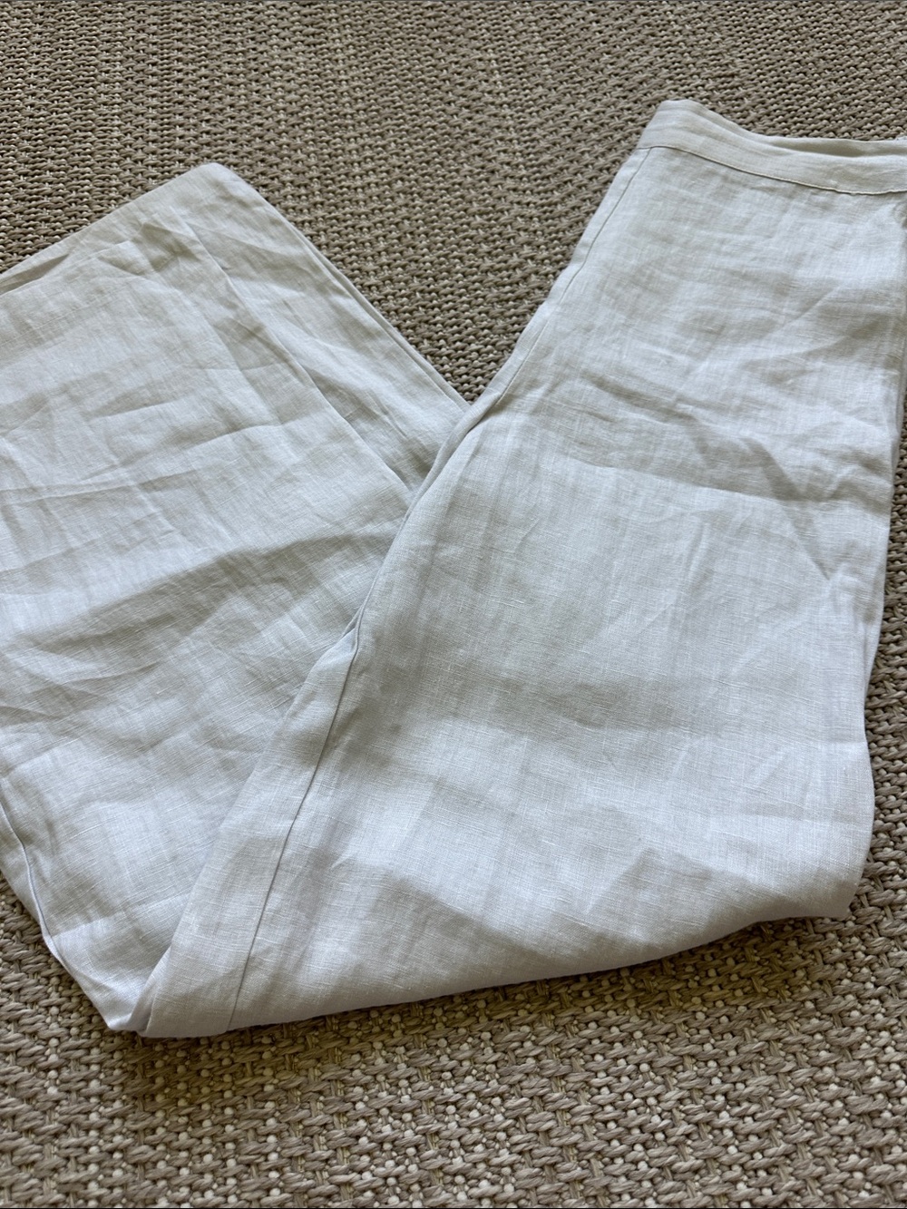 Magaschoni Cream Linen Elastic-Waist Pants - Picture 3 of 7